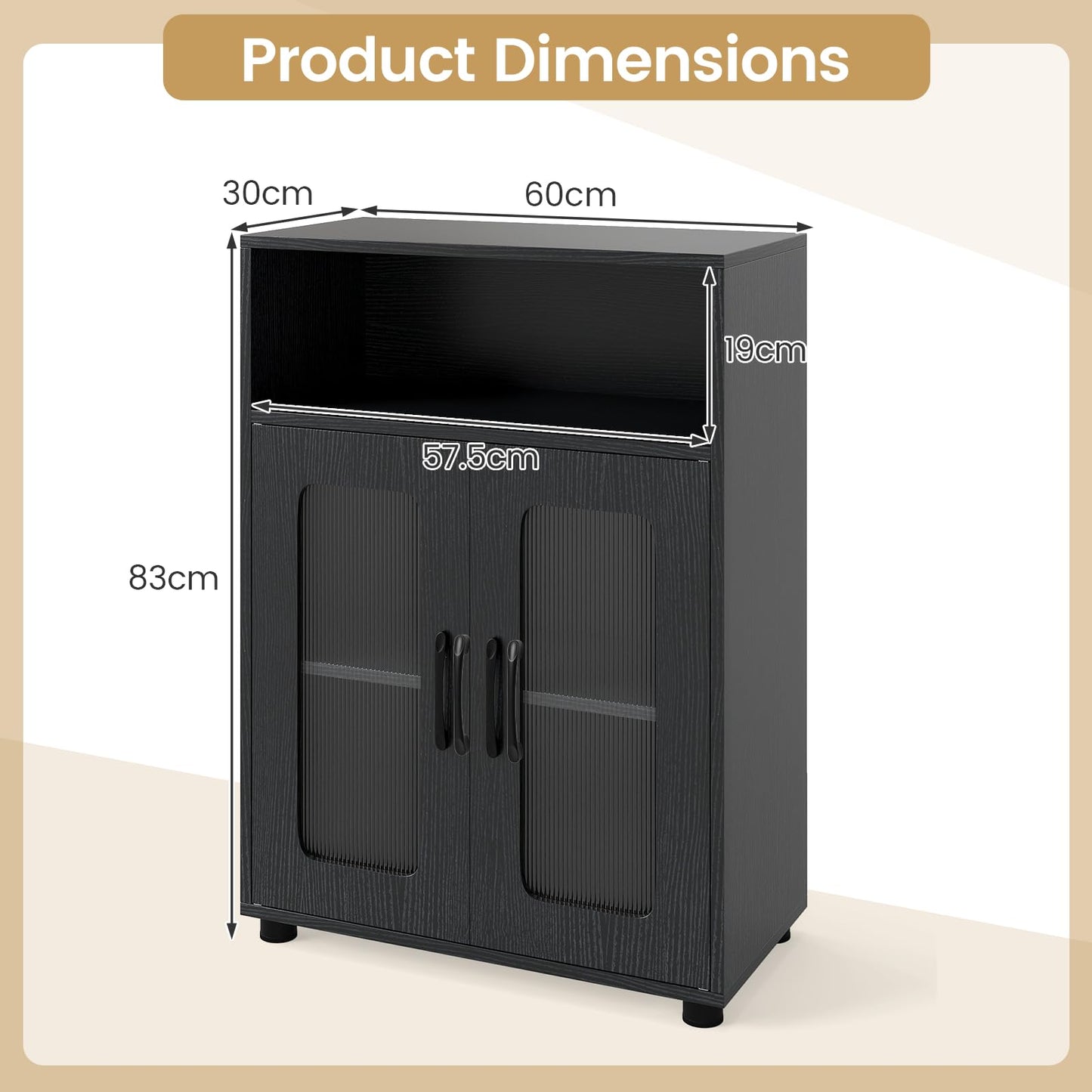 Bathroom Cabinet Freestanding Cabinet with 2 Doors and 3-Level Adjustable Shelf