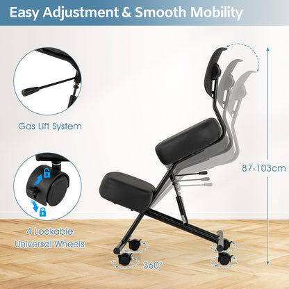 Ergonomic Kneeling Chair Posture Correction Stool with Back Support