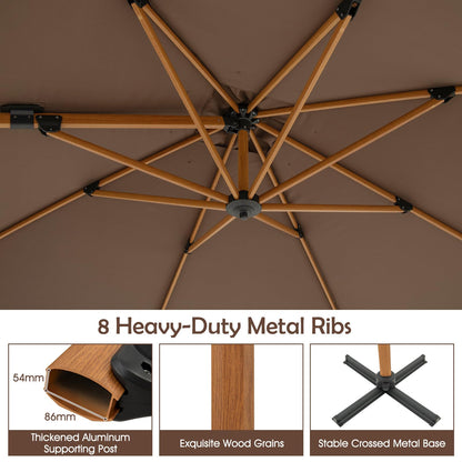 297 cm Outdoor Patio Cantilever Umbrella with 360° Rotation
