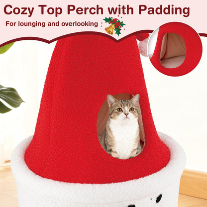 75CM Modern Cute Cat Tower with Enclosed Padded Top Perch and Condo