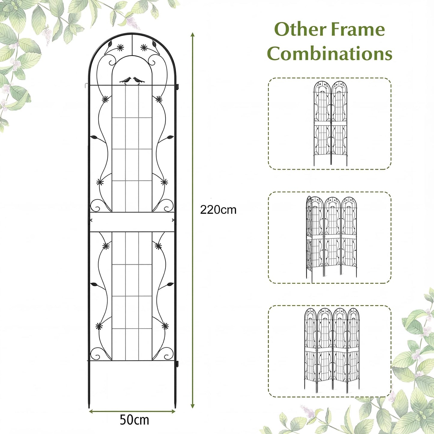 2/4 Pack Garden Trellis, 180/220 x 50cm Galvanized Steel Trellis for Climbing Plants