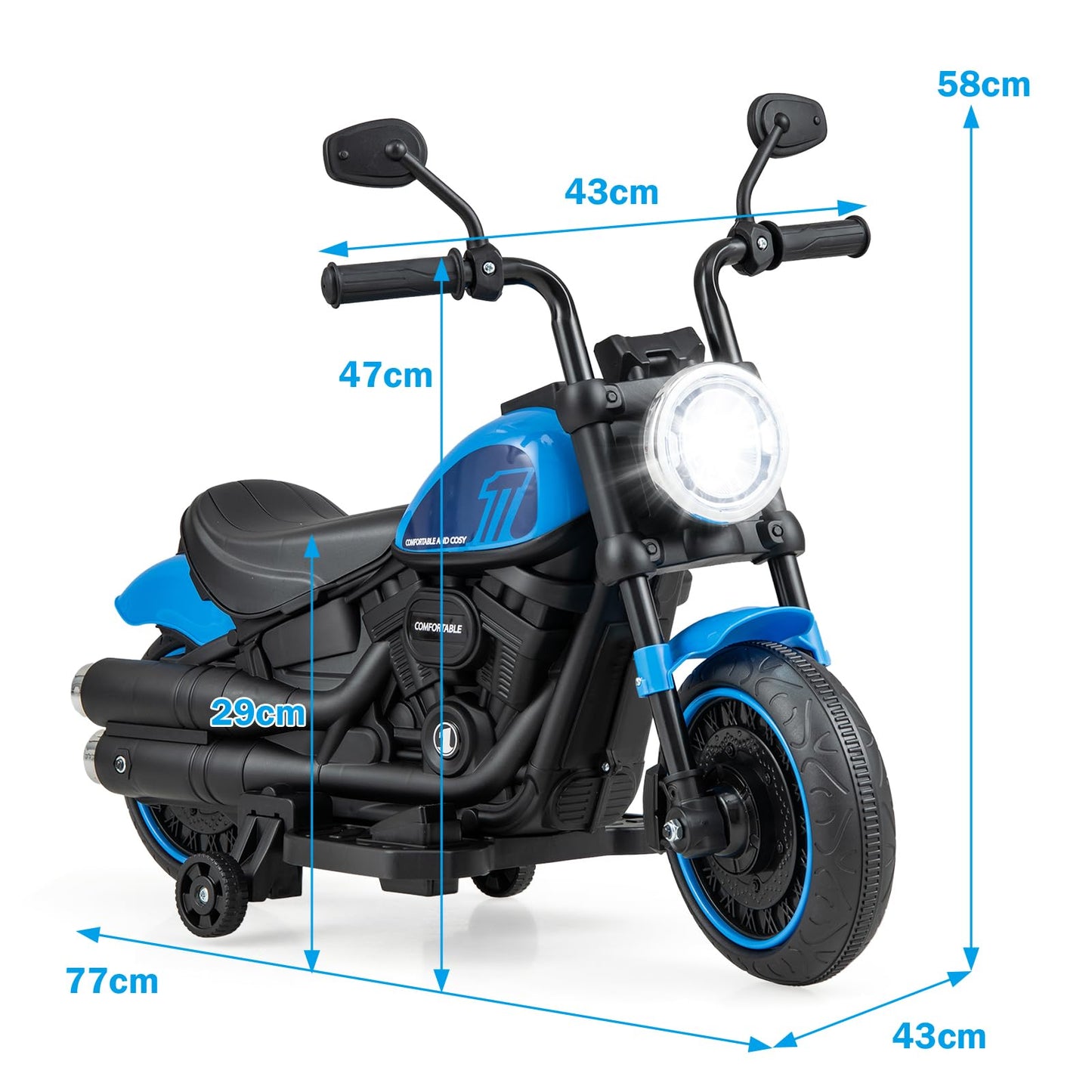 6V Kids Ride On Motorcycle with Training Wheels and Headlight for Toddlers