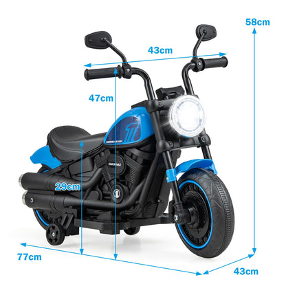 6V Kids Ride On Motorcycle with Training Wheels and Headlight for Toddlers