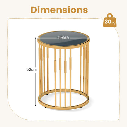 40CM Round Coffee Table Small Glass Side Table