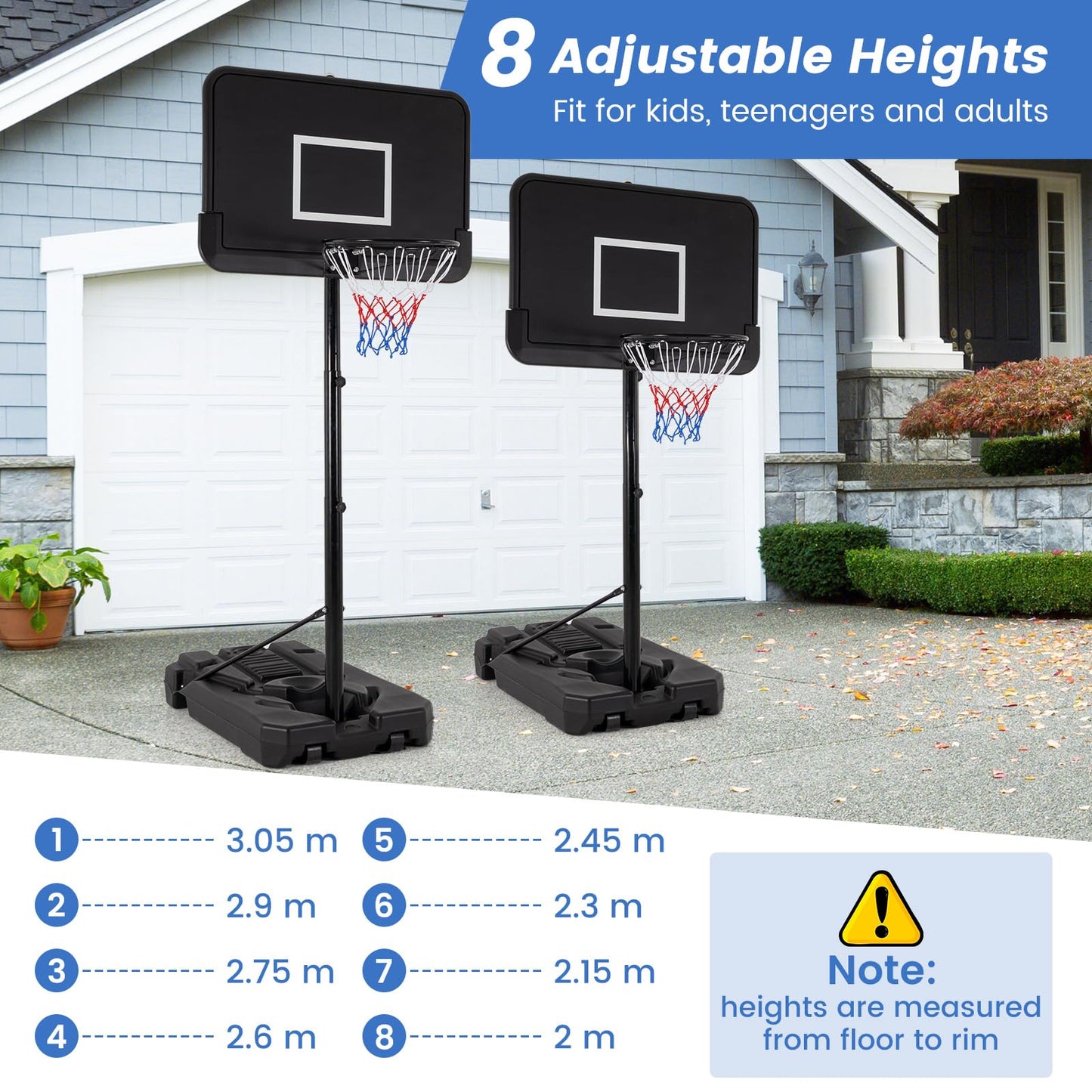 Professional Basketball Goal System with 44 Inch Shatterproof Backboard and Wheels