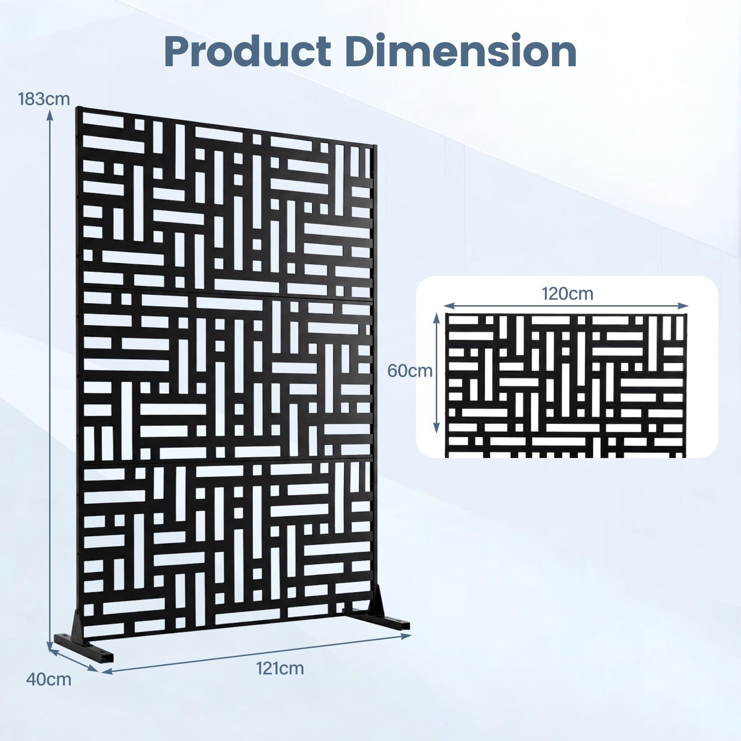 183 CM Freestanding Louvered Metal Outdoor Privacy Screen