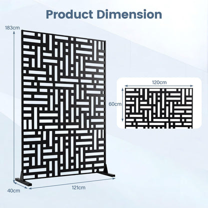 183 CM Freestanding Louvered Metal Outdoor Privacy Screen