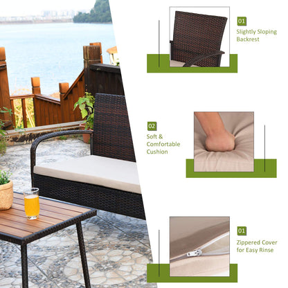Giantex Garden Furniture Set 4 Piece Patio Conversation Set with Loveseat Coffee Table and 2 Armchairs