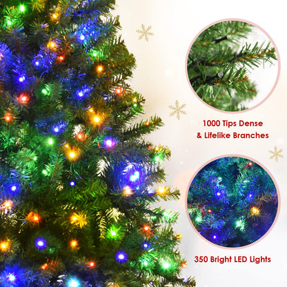 6 FT Pre-Lit Artificial Christmas Tree with 350 Warm White and Multicolored LED Lights