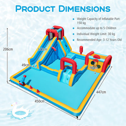 9-in-1 Inflatable Double Water Slide Park for Backyard