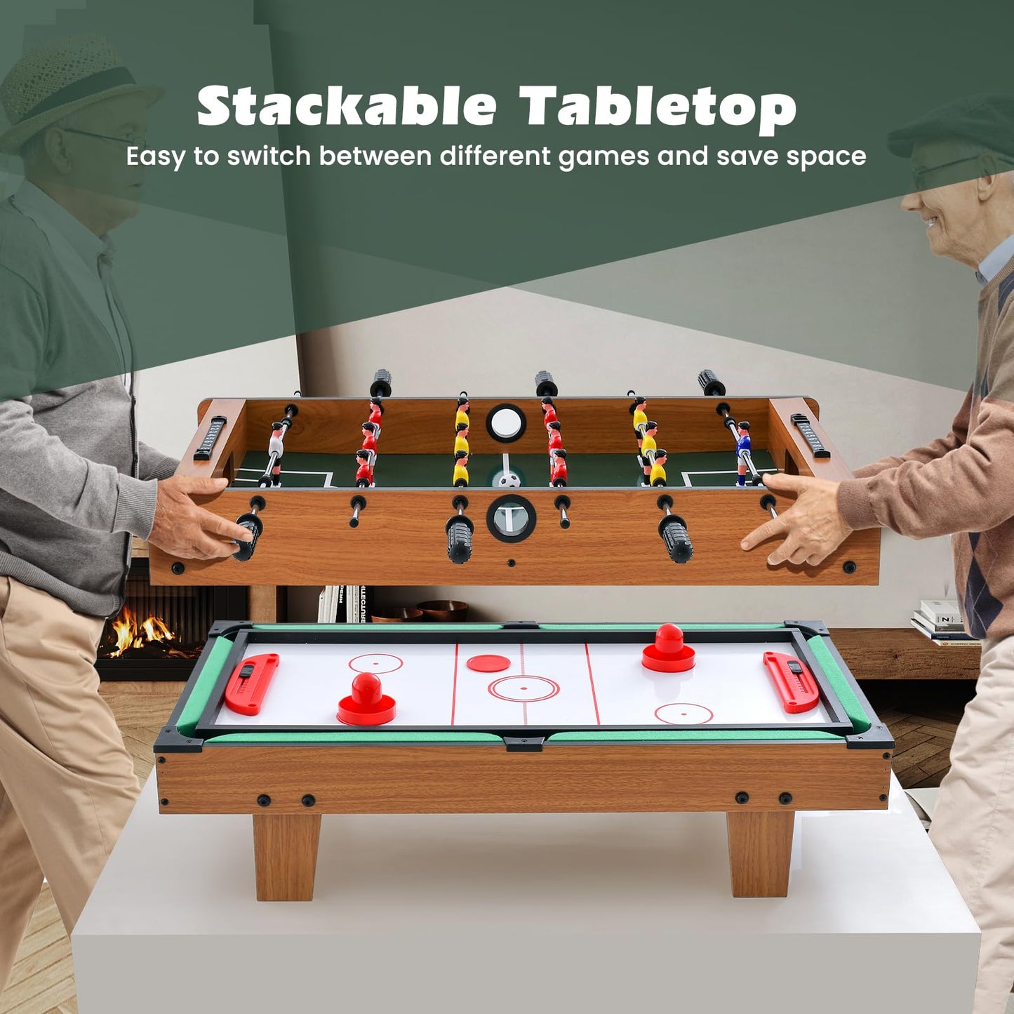 4 in 1 Combo Game Table Set Foosball Table with Billiards