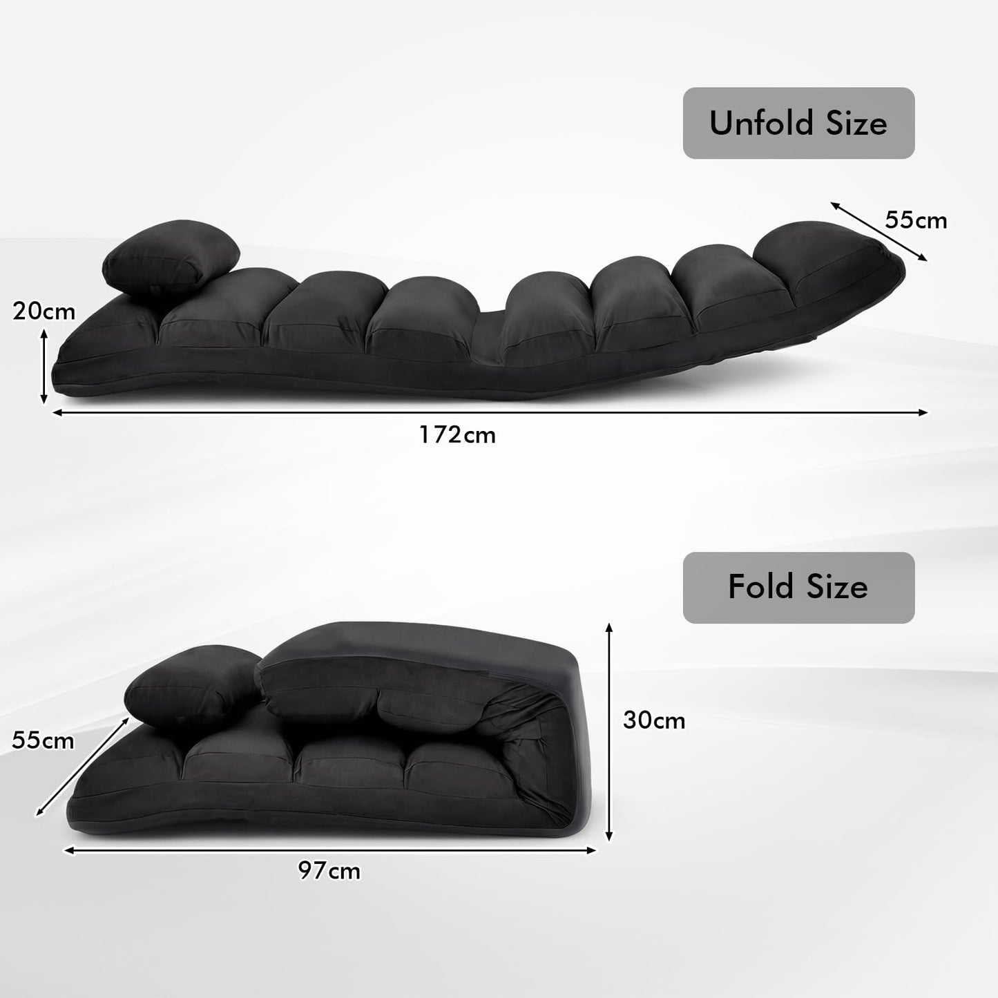 Folding Sofa Bed, 5-Position Adjustable Lazy Floor Sofa Chair Bed