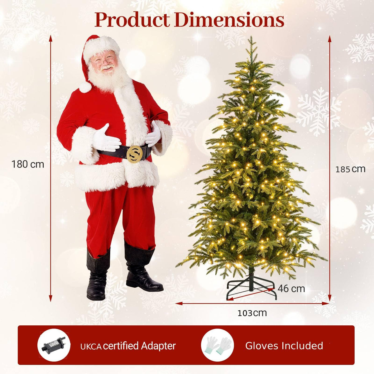Pre-Lit Artificial Christmas Tree, Hinged Xmas Tree