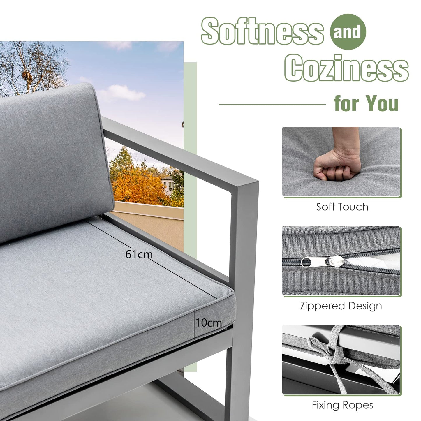 5 Seater L Shape Aluminium Garden Corner Sofa Set