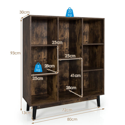 8 Cube Wooden Freestanding Bookshelf Side Cabinet