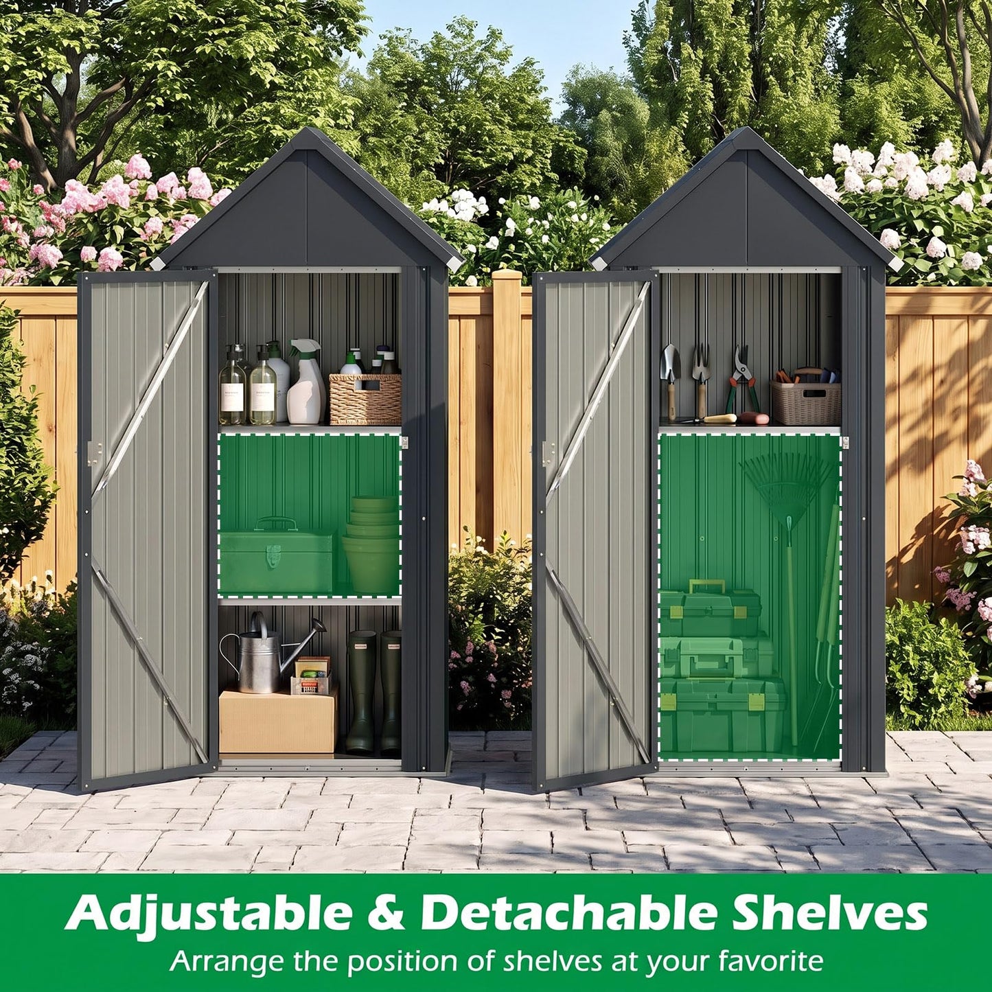3 x 2FT Metal Garden Storage Shed with 3 Adjustable Shelves