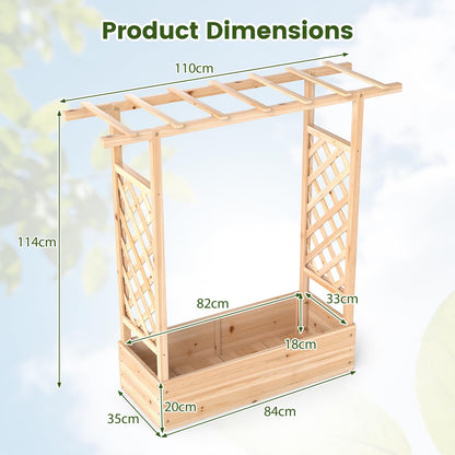 Garden Planter with Trellis, Hanging Roof and Drainage Holes