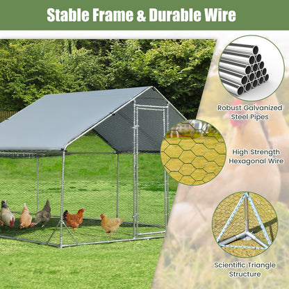 Galvanized Metal Walk-in Large Chicken Run Coop