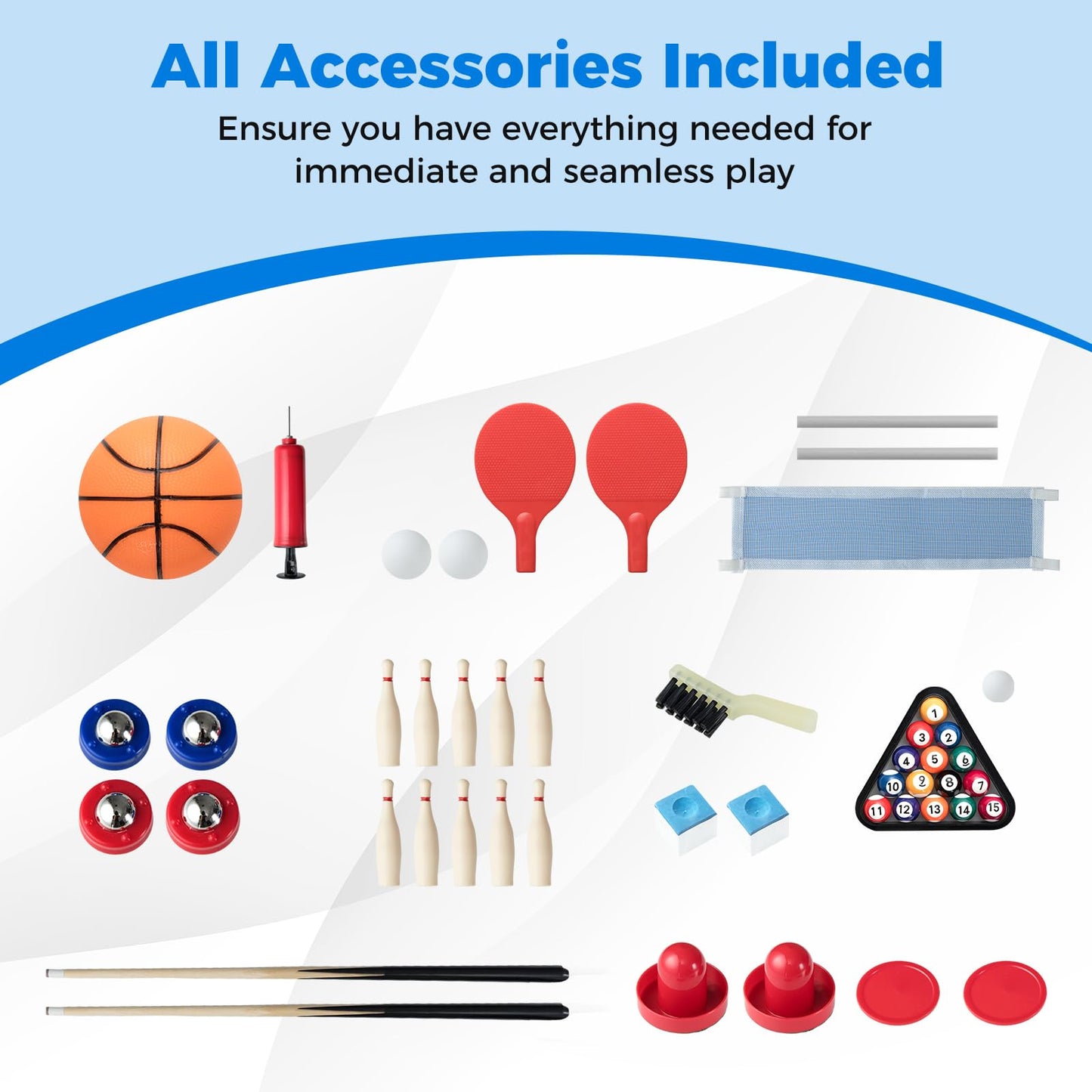 Multi Games Table, 6 in 1 Combo Tables with Air Hockey, Billiards, Table Tennis
