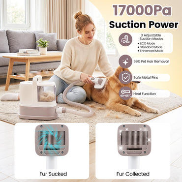 9-in-1 Dog Grooming Vacuum Kit for Shedding with 3 Suction Modes