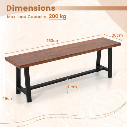 153CM Entryway Dining Bench 3 Person with Metal Frame
