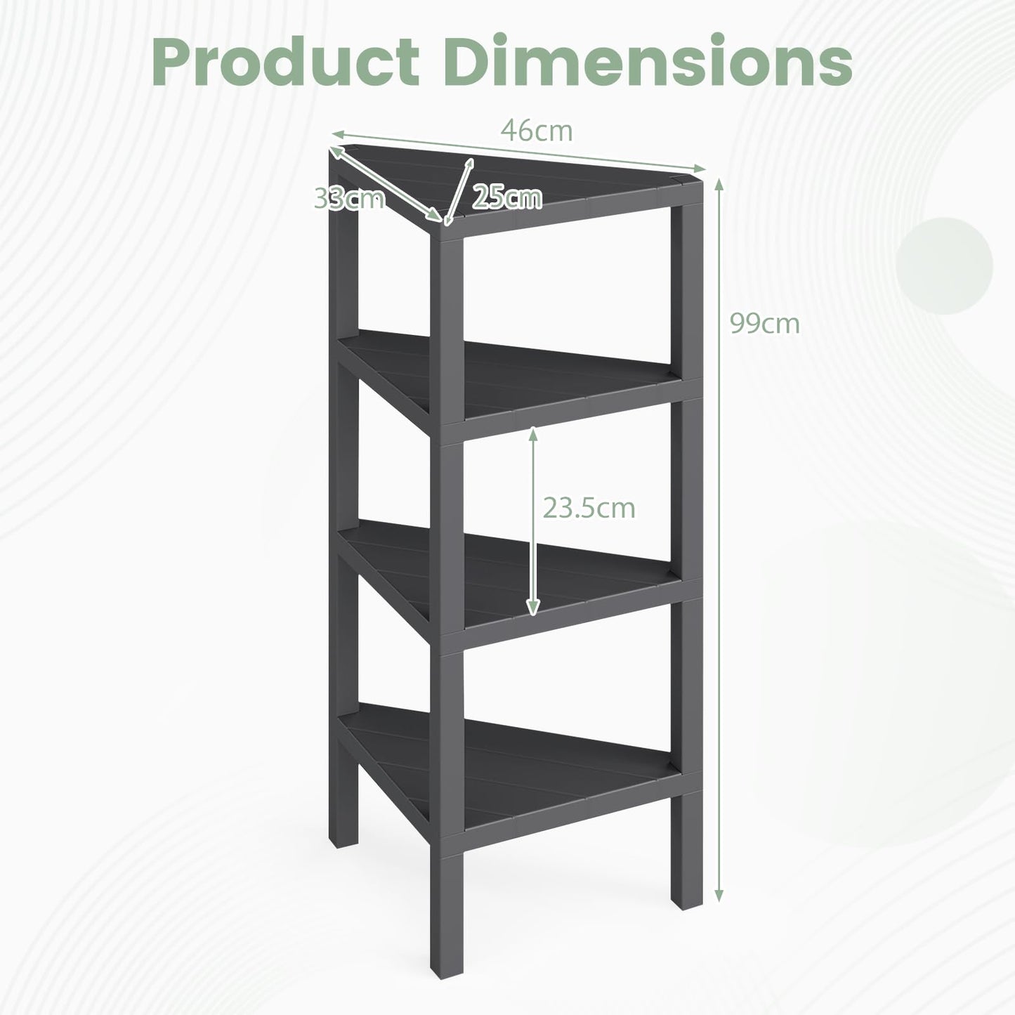 4-Tier Corner Shelf Stand with Open Slatted Shelves