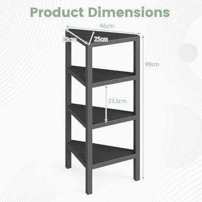 4-Tier Corner Shelf Stand with Open Slatted Shelves