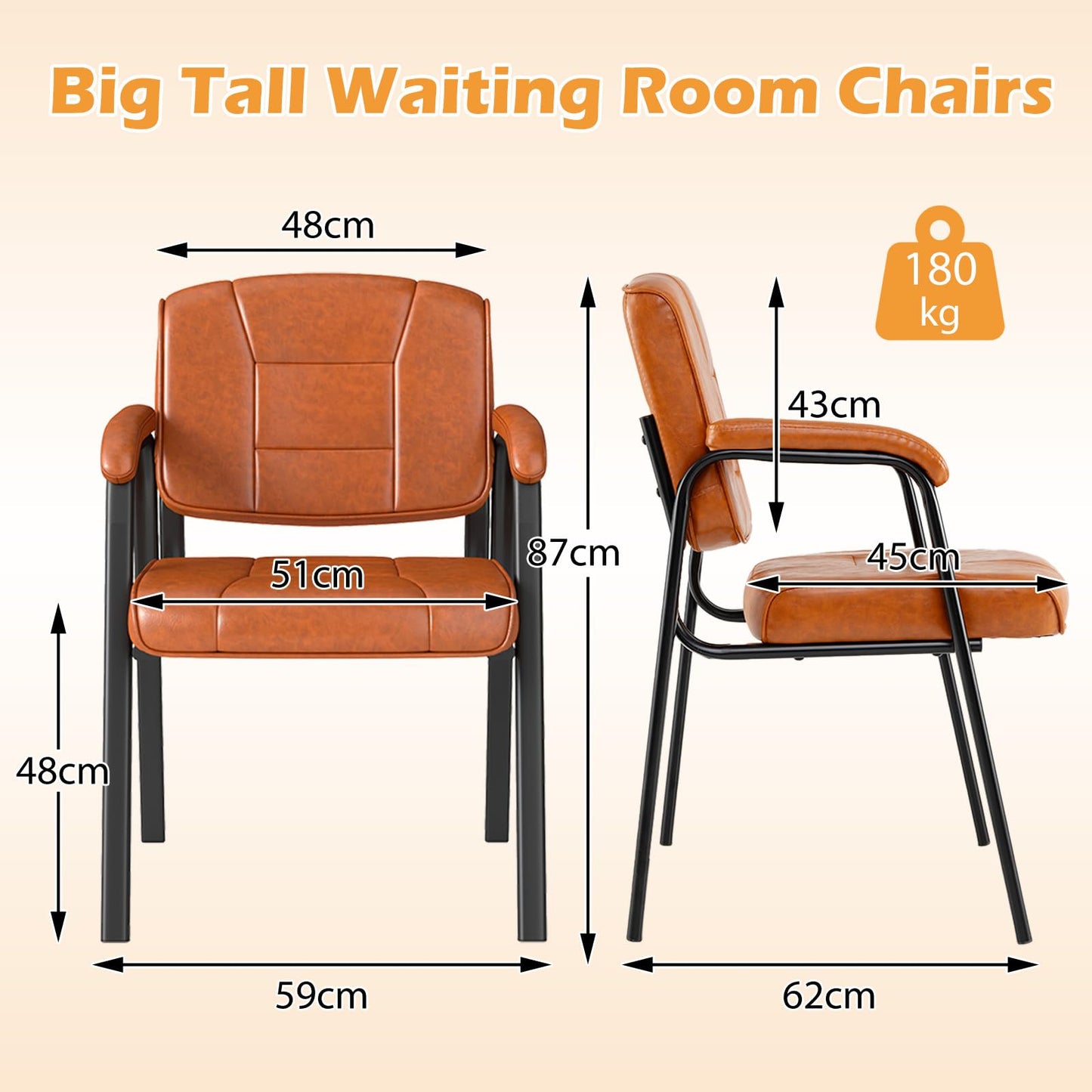 Set of 2 Big and Tall Guest Office Chair Waiting Room Chair for Reception Meeting