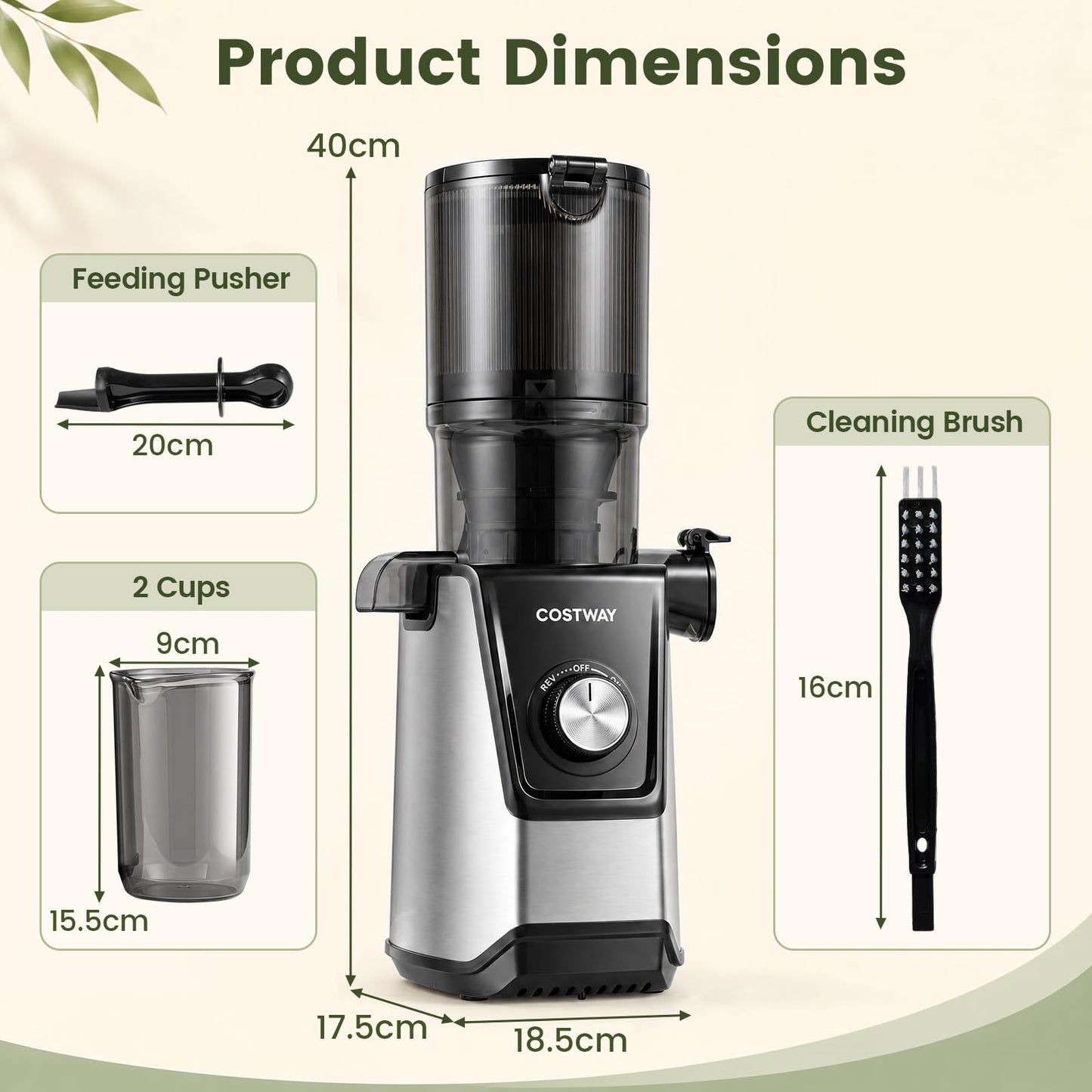 Cold Press Juicer Machine, Self-Feeding Juicer