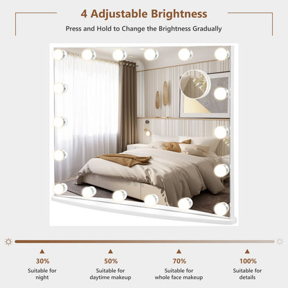 Vanity Mirror with Lights, Large Lighted Makeup Mirror with 18 LED Bulbs