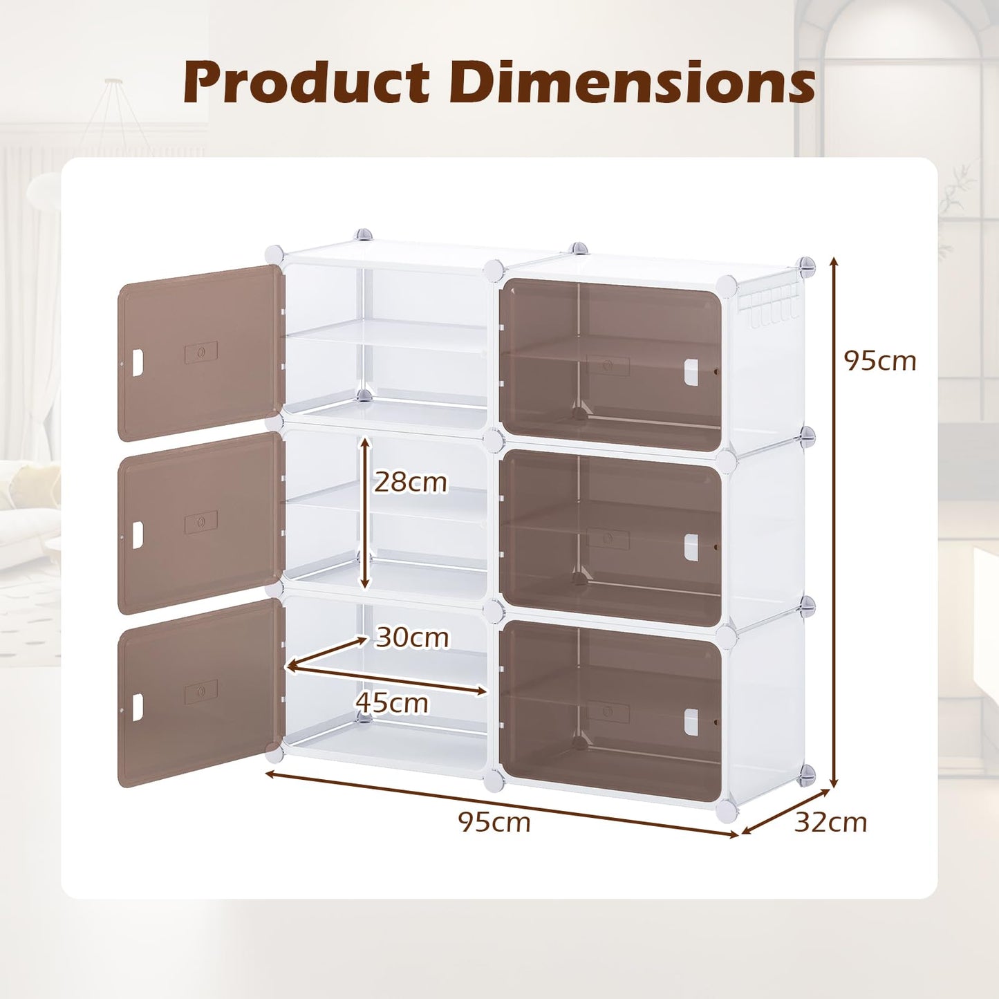 6/8/10 Tier Shoe Storage Cabinet with Removable Shelves
