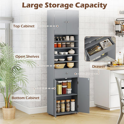 Tall Bathroom Storage Cabinet with Drawer and Adjustable Shelves