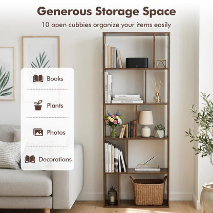 Wooden Bookcase Storage Rack with Anti-Toppling Device