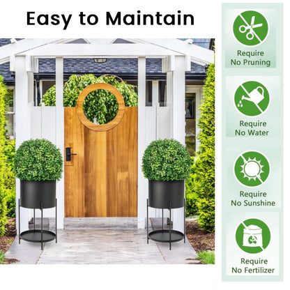 Set of 2 Artificial Boxwood Ball Topiary Trees for Home Office