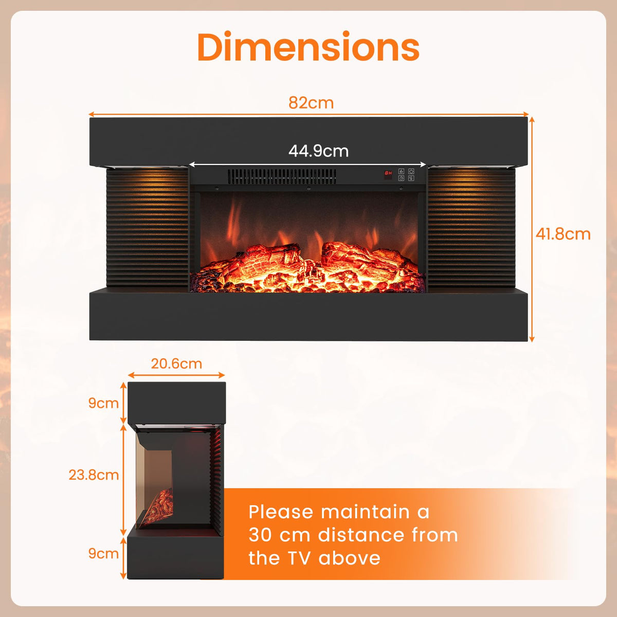 Electric Fireplace, Wall Mounted Electric Fire Suite with WiFi
