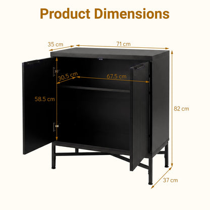 Fluted Sideboard Buffet Cabinet with 2 Doors and Adjustable Shelf