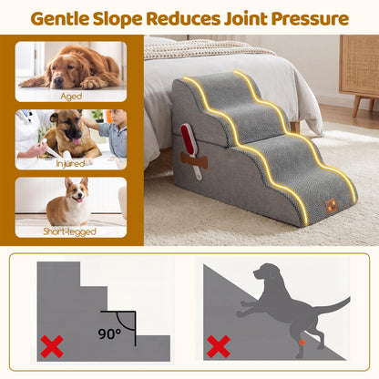 Dog Steps for Bed, 4/5-Step Modular Dog Stairs with Non-slip Bottom