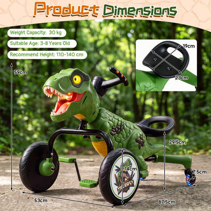 Kids Tricycle, Dinosaur Toddler Trike with Lights