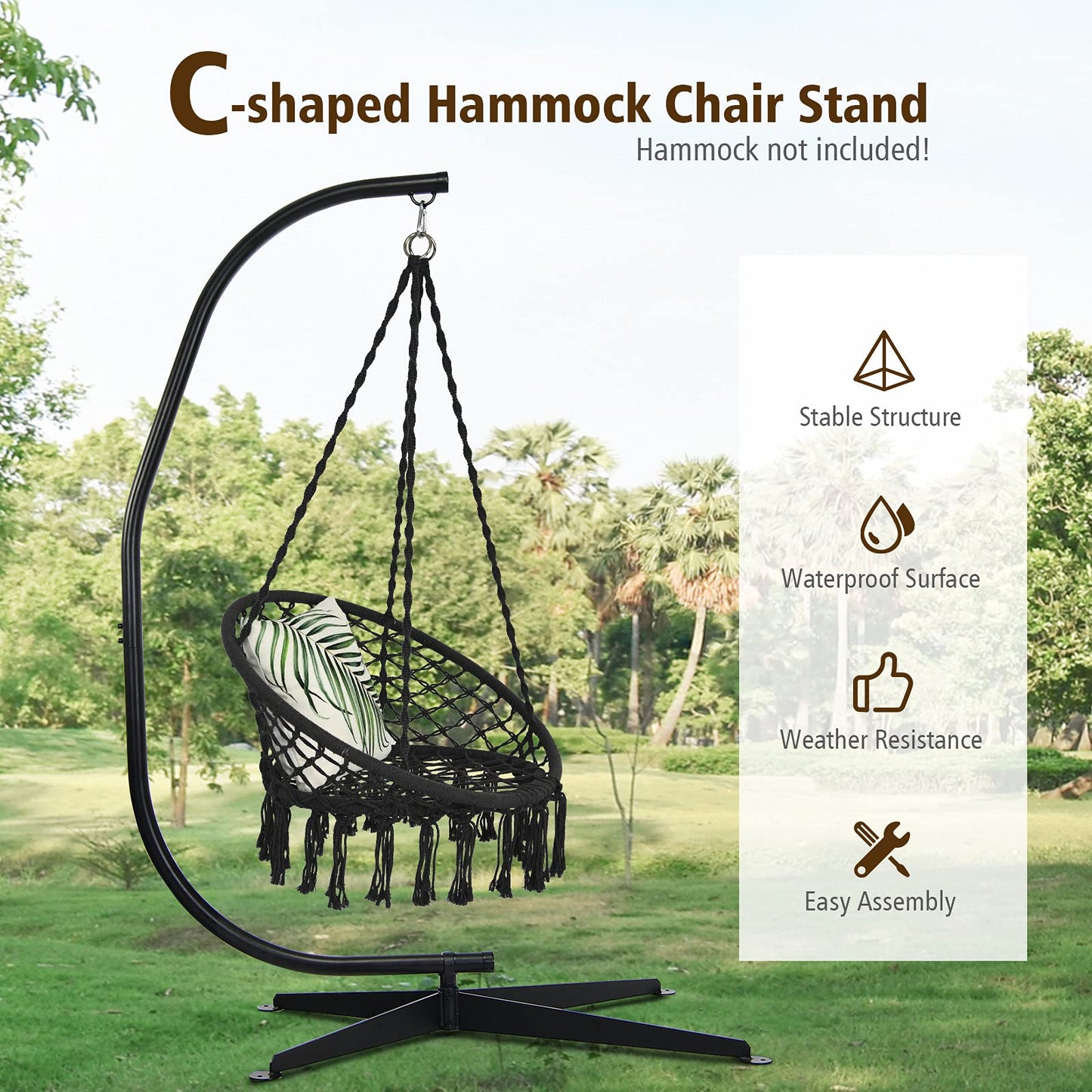 Solid Steel C Hammock Frame Stand Construction