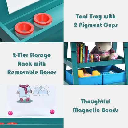 Double Sided Blackboard and Magnetic Whiteboard Easels with Paper Roll