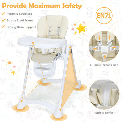 Height Adjustable Folding Highchair for Babies and Toddlers