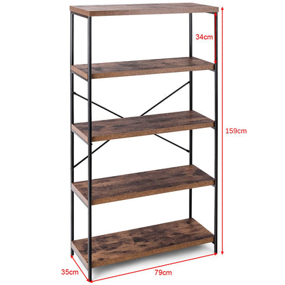 Freestanding Wooden 5-Tier Storage Bookshelf
