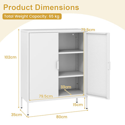 Metal Buffet Sideboard with 2 Doors and Adjustable Shelves