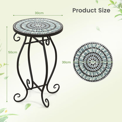 Mosaic Round Bistro Coffee Table with Ceramic Tile Tabletop