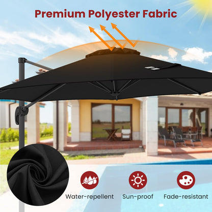 294 x 248 cm Round Outdoor Patio Umbrella Cantilever Umbrella with 360° Rotation for Backyard