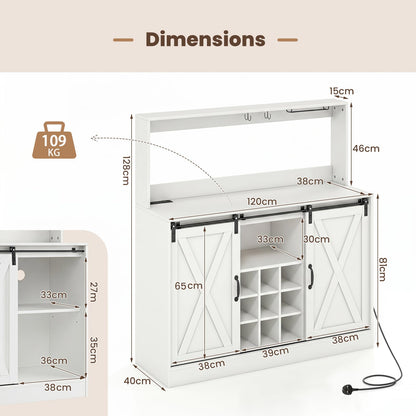 Kitchen Buffet Sideboard with Charging Station,Hutch