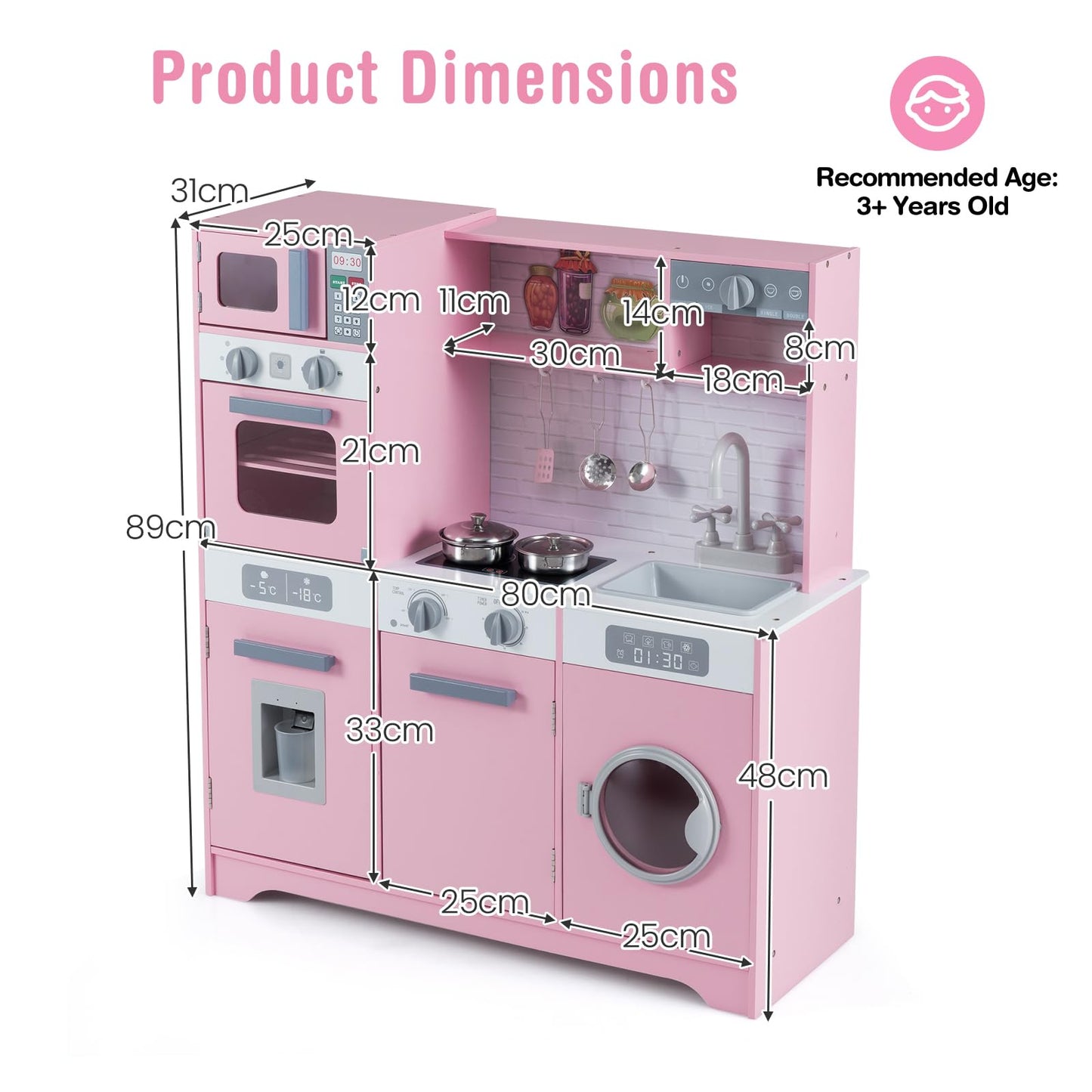 Kids Play Kitchen Toy Set with Water Dispenser and Sink
