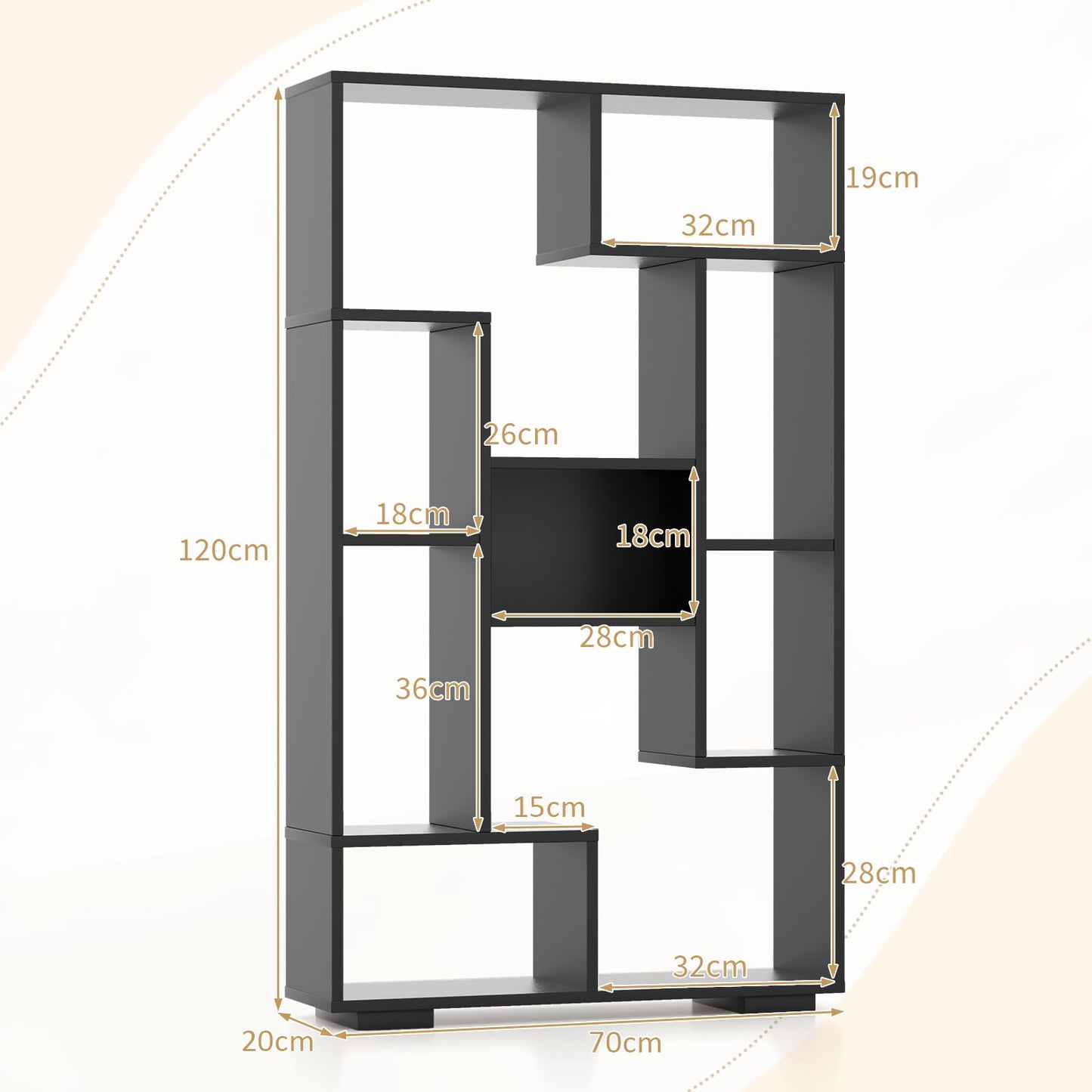 120cm Tall Bookshelf with Anti-tipping Kits for Home Office