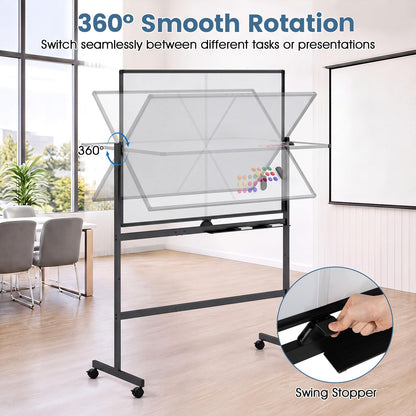 Double Sided Magnetic Whiteboard, Mobile Reversible Dry Erase Board