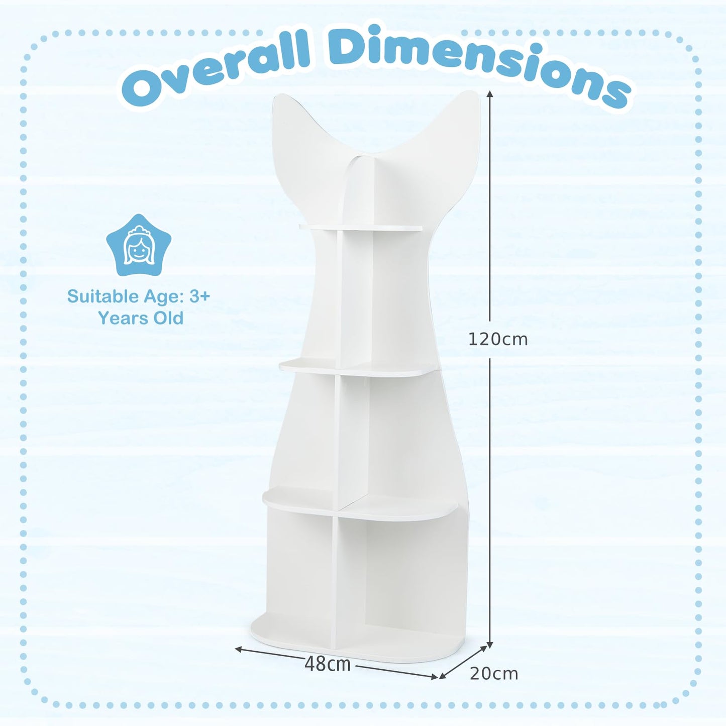 Kids Bookshelf, 4-Tier Corner Children Bookcase